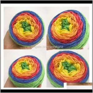 Vêtements Tissu Vêtements Drop Delivery 2021 Confortable Laine Mélangée 250G Rainbow Gradient Couleur De Foulards Châle Fil À Tricoter Bricolage Tissé À La Main