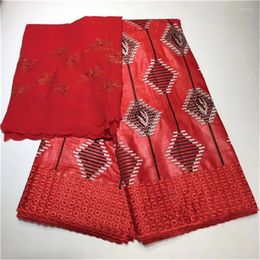 Tela de ropa Bazin Brode Getzner 2023 encaje de alta calidad rojo africano Riche diseño tallado hueco con nigeriano 5 2 yardas/lote