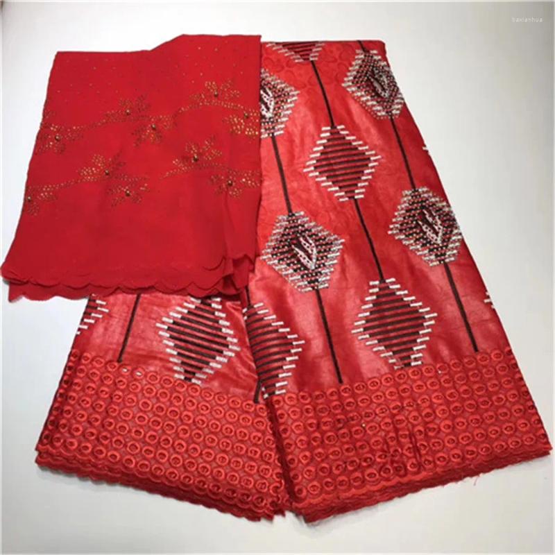 Clothing Fabric Bazin Brode Getzner 2023 High Quality Lace Red African Riche Hollow-carved Design With Nigerian 5 2yards/lot