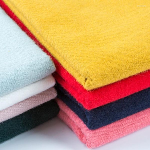 Tela de ropa de algodón cepillado suave por metro, tela de terciopelo de franela, color sólido, negro, blanco, rojo, rosa, azul marino, verde, gris y amarillo