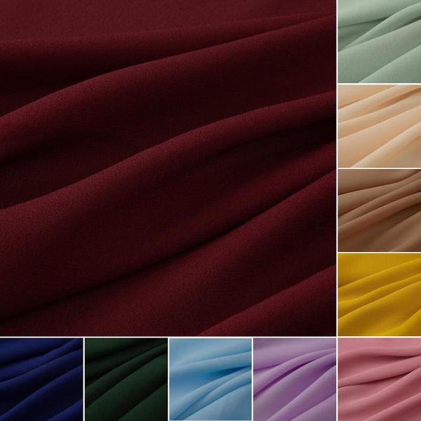 Tissu d'habillement solide en mousseline de soie Tulle pour chemises habillées doublure fond noir blanc peau rose bleu rouge vert bordeaux au mètre