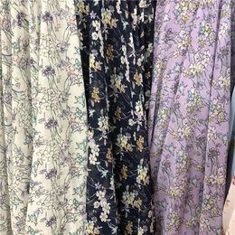 Tissus de vêtements Tissus Patchwork Mousseline de soie imprimée florale S Robe du Japon et de la Corée du Sud avec des tissus de tissu tombant naturel de haute qualité