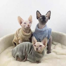 Kleding flanel winter warme sfinx haarloze katten jassen kleding haarloze kat viergelegde kleding winter devon kattenkleding