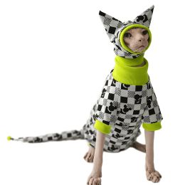 Kleding Hairless Cat Sweater, Devon Rex, Fourlegged Outfits, Warm Sfinx kleding, staartafdekking, kleding voor Sphynx Cat -kostuum