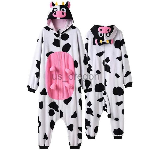 Ropa ropa para el hogar Vaca Kigurumis Anime Onesies Mujeres Hombres Monos Traje lindo divertido para adultos Pijamas de invierno Traje de festival Animal Costu