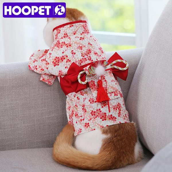 Vêtements Vêtements de cerceau pour chats Cherry Blossom Kimono pour animaux de compagnie Vêtements avec gros arc chat belles robes de printemps costume pour chiens