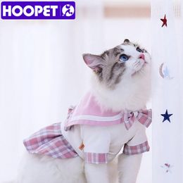 Kleding Hoopet Navy Style Cuate Cat Cleren Girl Small Dog Rok Pet kleding Zomer Spring Cat Dress Puppy Kleding voor Cat Kitty Puppy