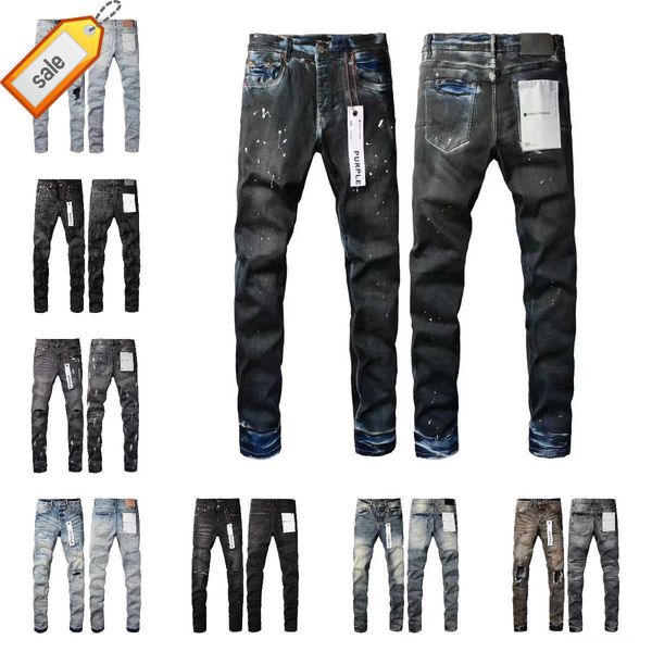 ropa jean jeans de diseñador jeans morados jeans de marca jeans de diseñador jeans de diseñador largos y rectos pitillo con cremallera media mosca carta de agujero blanco traje diario clásico de peso medio PI