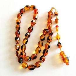 Kleding Moslim rozenkrans Tasbih met Tassel 11*14mm hars Amber 33 Gebedschalen Sibha Islamitische Masbaha tespih