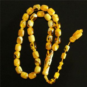 Vêtements musulmans Tesbih misbaha tasbih sibha perles de prière islamique résine ambre cylindre 11 * 13 mm 33pcs de chapelet