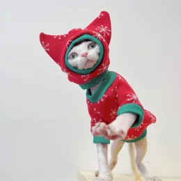 Vêtements nouveaux vêtements de costume de neige de noël pour chat Sphynx pull chaud pour chat sans poils manteau d'hiver veste polaire pour produit pour animaux de compagnie Devon Rex