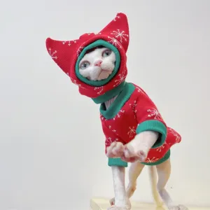 Kleding Nieuwe Kerst Sneeuw Pak Kleding voor Sphynx Kat Warme Trui voor Haarloze Kat Winterjas Fleece Jas voor Devon Rex Huisdier Product