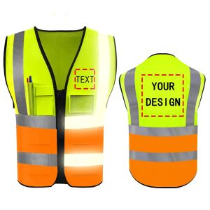 Kleding nieuw aangepast uw tekstlogo Hoog zichtbaarheid Beveiliging Reflectief Vest Gepersonaliseerd bouwverkeer Outdoor veiligheidsfietsen slijtage