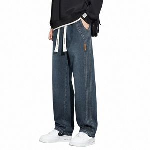 Kleding Nieuwe Ontwerp Cott Jeans Mannen Baggy Elastische Taille Cargo Denim Broek Werk Wijde Pijpen Koreaanse Broek Mannelijke 4XL W9Rc #