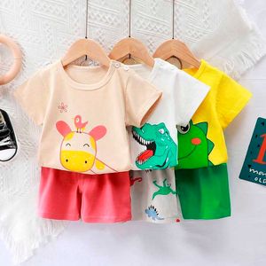 Kleding nieuwe kinderen sets zomer afdrukken cartoon schattige jongens meisjes pc's outfits kinderkleding katoen casual peuter t -shirts shorts set