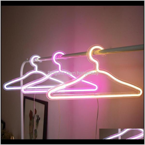 Porte-vêtements Organisation d'entretien ménager Maison Jardin Drop Delivery Creative Led Hanger Neon Light Cintres Ins Lampe Proposition Romanti