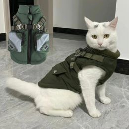 Vêtements réfléchissants Sphynx chat vêtements avec harnais sans traction chaud manteau pour animaux de compagnie veste pour chats Gotas chaton Garfield tenue disfraz de perro