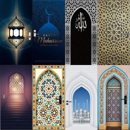 Vêtements Autocollants de porte de style rétro 29 Musulm Art Mural Stickers Auto-Adadhesive étanche papier peint Corridor Armoire Decoration Affiches