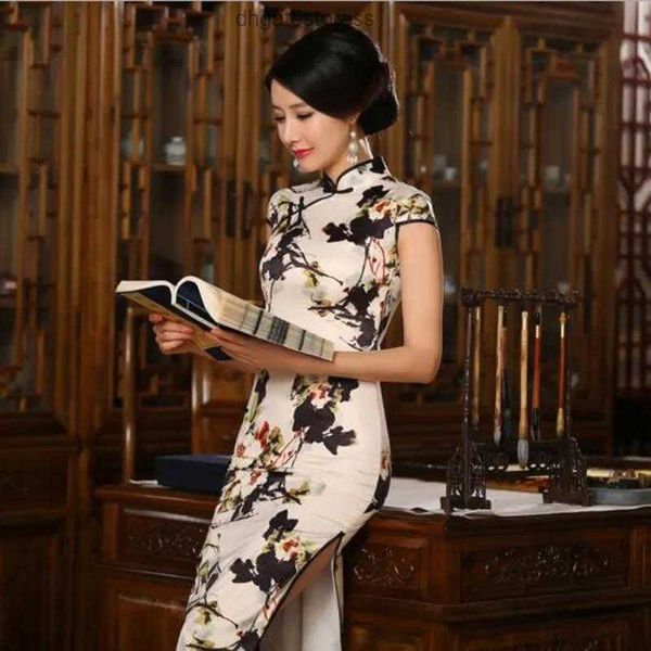 Vêtements S3xl Chinois Femmes Satin Cheongsam Silk Long Qipao Chine Robe orientale traditionnelle chinois Cheongsams National Wind Qipao