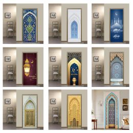 Kleding Zelflijmdeur Sticker Huisdecor ART MURS MURSE LIDE ROOM Moslim Great Moskee of Mekka Vinyl Wallpaper Wall Stickers Porch 3D