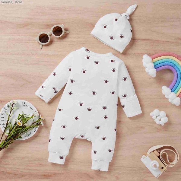 Ensembles de vêtements 0-12 mois bébé nouveau-né bébé garçons fille ensemble automne enfant en bas âge combinaison + chapeau pour hommes et femmes bébé 2pcs tenue