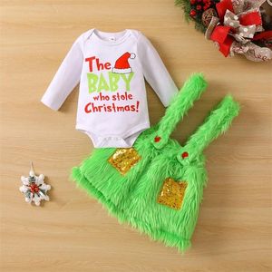 Ensembles de vêtements 0-24M bébé Noël garçons filles vêtements nés tout-petits à manches longues barboteuse fourrure jupe / pantalon tenues pour la fête