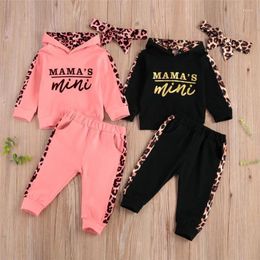 Conjuntos de ropa 0-24m Baby Girl Fall Otoño Leopardo Estampado de estampado Sweinshirts Long Sweatss Tops Long Sportswear para infante