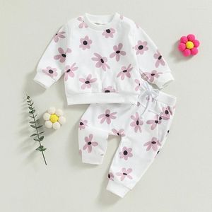 Ensembles de vêtements pour bébés filles de 0 à 24 mois, tenues d'automne et d'hiver, sweat-shirts à manches longues, pantalons floraux, vêtements pour tout-petits, survêtements pour nourrissons