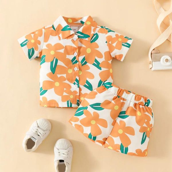 Ensembles de vêtements 0-24m enfants Baby Boys Vêtements Boho Summer Floral Print 2pcs Shorts de chemises à manches courtes