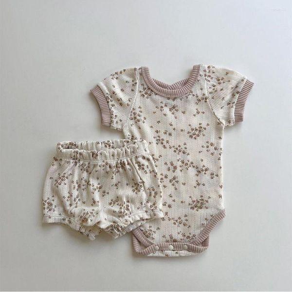 Ensembles de vêtements 0-24M été volants né bébé filles barboteuse sans manches combinaison doux Vintage vêtements Costumes 6M 12M 18M 24M