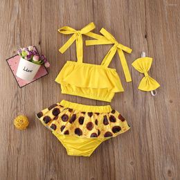 Ensembles de vêtements 0-24 mois 3 pièces ensemble pour enfant en bas âge enfants bébé fille vêtements tournesol hauts Shorts jupes bandeau tenues été