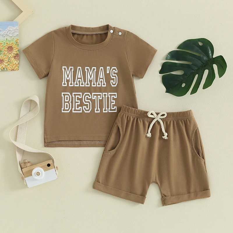Kledingsets 0-36 maanden Toddler Girl Summer Outfit Letter Print Crew Neck Hort Sleeve T-Shirts Tops en Shorts Baby Girls 2pcs Deset set