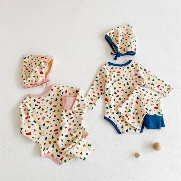 Conjuntos de ropa 0-3T Born Kid Baby Boys Girls Conjunto de ropa Otoño Invierno Estampado cálido Romper Body Pant Suit Cute Sweet Fall Outfit