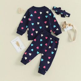 Ensembles de vêtements 0-3T Vêtements de Saint Valentin Enfant en bas âge Garçon Fille Printemps Love You Sweat-shirt Jogger Pantalon Bébé Bébé Tenue