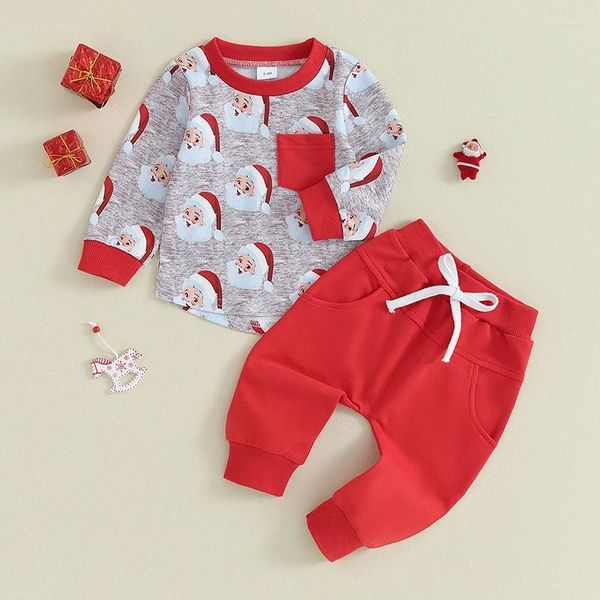 Ensembles de vêtements 0 à 3 ans nés bébé garçon 2pcs des vêtements de Noël Set Père Père Sweat à manches longues Sweat Toddler Toddler tenue costume