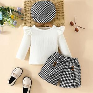 Kleding Sets 0-3Yrs Geboren Baby Meisjes Plaid Kleding Lange Mouw T-shirts Tops Rokken Hoed 3 Stuks Baby Kids Herfst Lente outfits