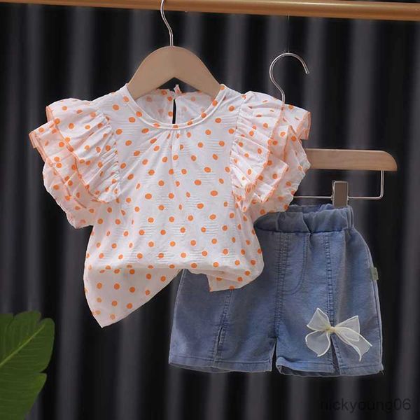 Conjuntos de ropa para niñas de 0 a 4 años, Conjuntos de ropa de verano para niña, Camiseta de algodón + pantalones cortos de mezclilla de calidad, conjunto de 2 piezas