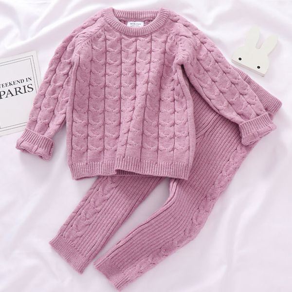 Ensembles de vêtements 0-4 ans filles garçons costume automne bébé hiver tricot pull pull pantalon infantile tricot survêtements 221028