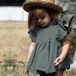 Kledingsets 0-4T Girls passen bij Europees Amerika zomer peuter ruches prinses babymeisje blouse shorts mode Kidkleding