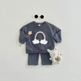 Ensembles de vêtements 0-4Y bébé garçon fille vêtements ensemble né infantile automne printemps à la main arc-en-ciel tenues hauts pantalons vêtements pour enfants enfants