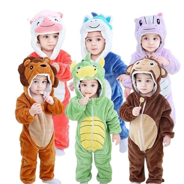 Vêtements Ensembles 0-4Y Kigurumi Enfants Pyjamas Zipper Lion Dinosaure Singe Anime Cosplay Costume Hiver Flanelle Enfant Garçon Pyjama Bébé Fille Onesie 221103