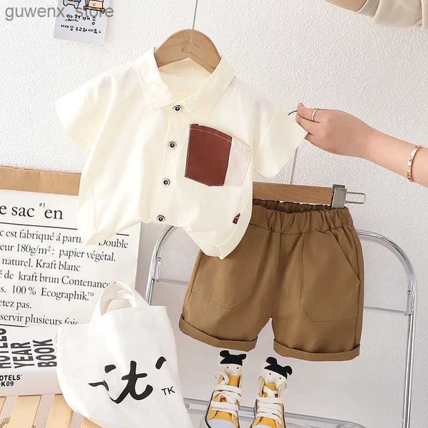 Conjuntos de ropa de 0 a 5 años Baby Boy Summer Relling Camiseta de algodón + pantalones cortos Suits de 2 piezas para niños pequeños trajes para niños