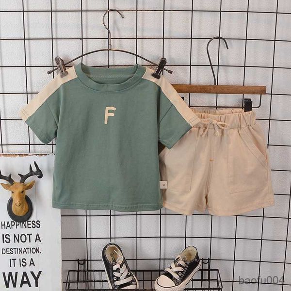 Ensembles de vêtements 0-5 ans garçon Simple mode T-Shirt bébé été coton Shorts costume R230718