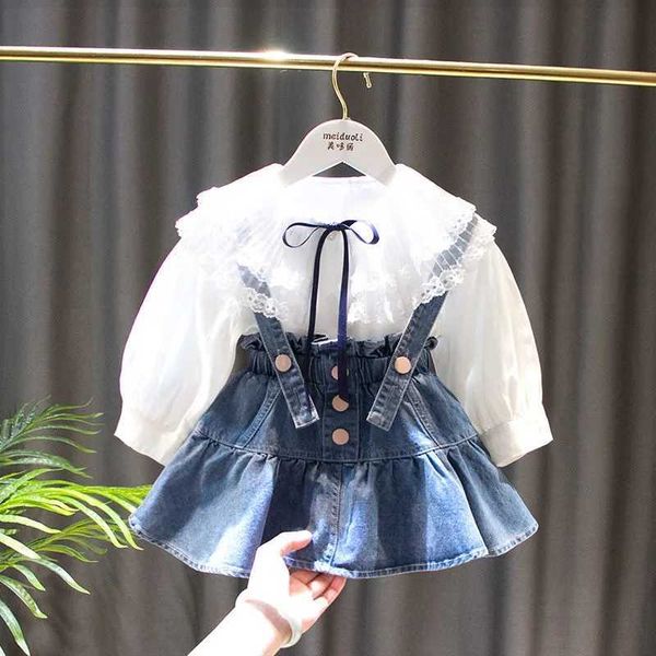 Conjuntos de ropa Traje para niñas de 0 a 6 años, camisa con falda vaquera para bebé, conjunto de dos piezas, traje de ropa de manga larga para primavera y otoño