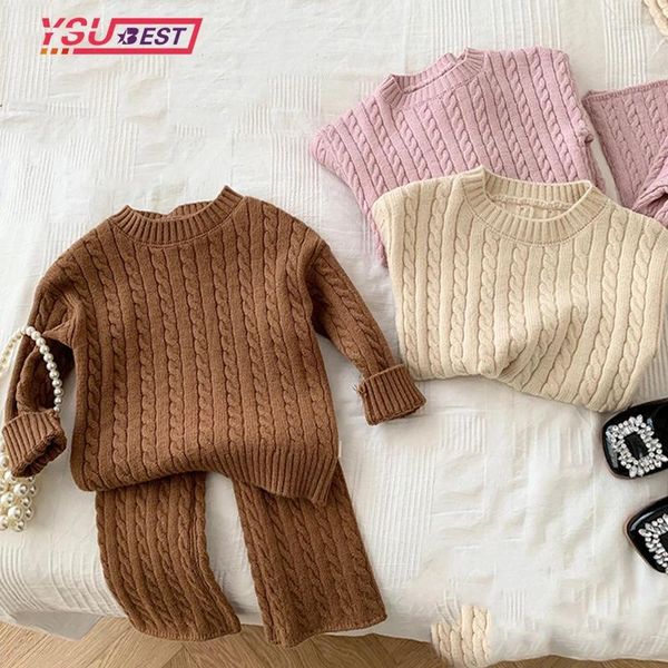 Ensembles de vêtements 0-6 ans bébé vêtements tricotés automne né garçon fille infantile hauts et pantalons pull pyjamas coton