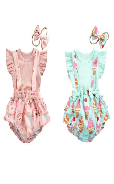 Juegos de ropa 018m Baby Girls Ropa 3pcs Ruffles Camisetas de manga corta