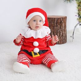 Ensembles de vêtements Vêtements pour bébé de 1 à 3 ans Fête de Noël Père Noël Combinaison ouverte Ensemble de trois pièces en tissu doux 231129