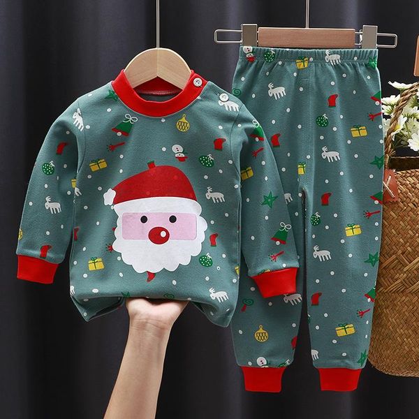 Ensembles de vêtements 1-3 ans bébé garçon vêtements de Noël ensemble enfants chemises à manches longues imprimés pantalons verts pantalons verts costumes pour enfants tenue de père Noël