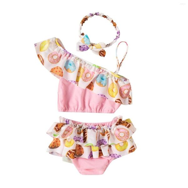 Ensembles de vêtements 1-3 ans enfant en bas âge bébé filles maillot de bain d'été une épaule sans manches hauts à bretelles Short à volants arc bandeau