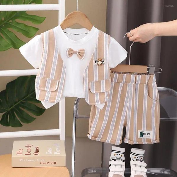 Juegos de ropa 1-5 años para niños Summer estilo coreano Corea Kids Baith Swits Tip Camisetas de manga corta Tops pantalones cortos